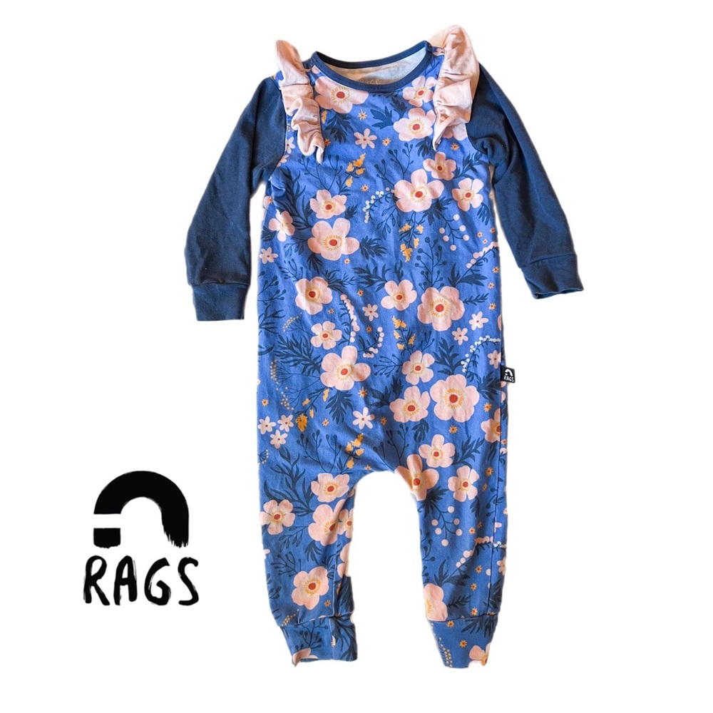 RAGS floral cherry blossom ruffled long sleeve romper 12-18 months